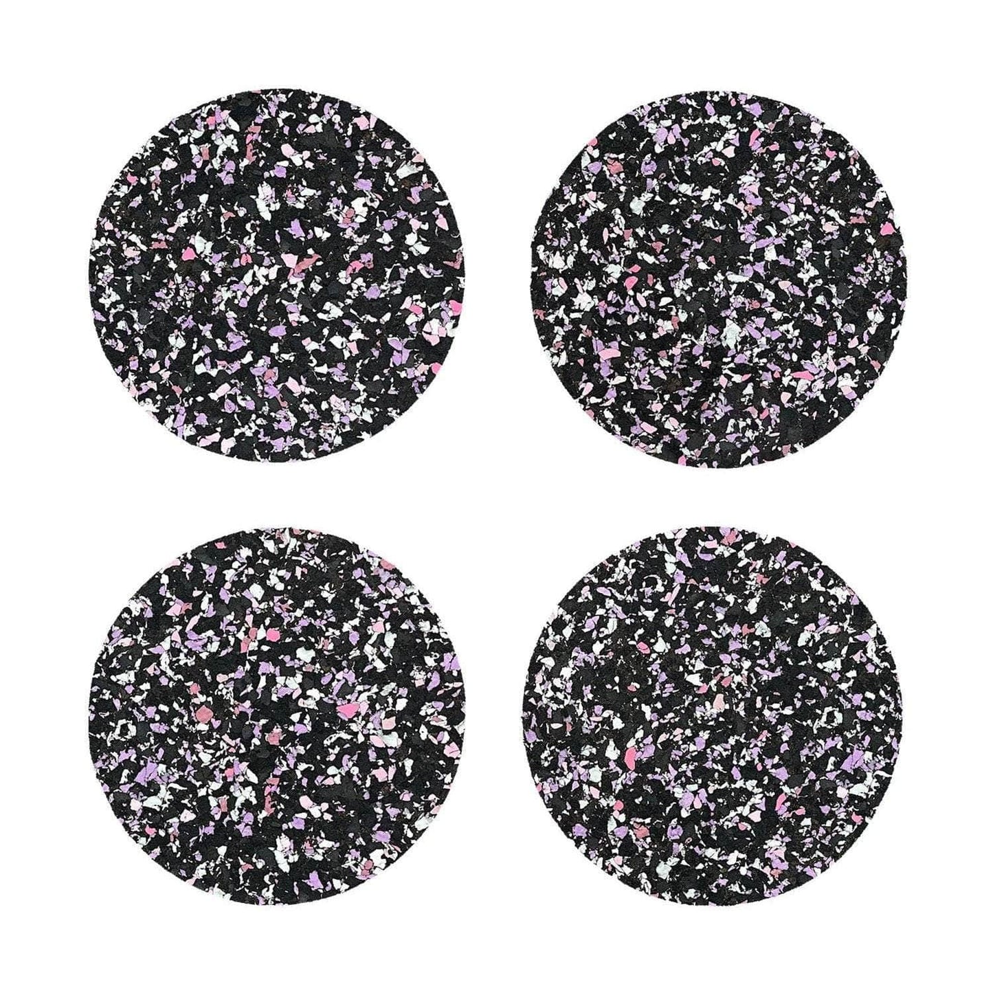 Black/Purple Speckled Round Cork Coasters - Set of 4