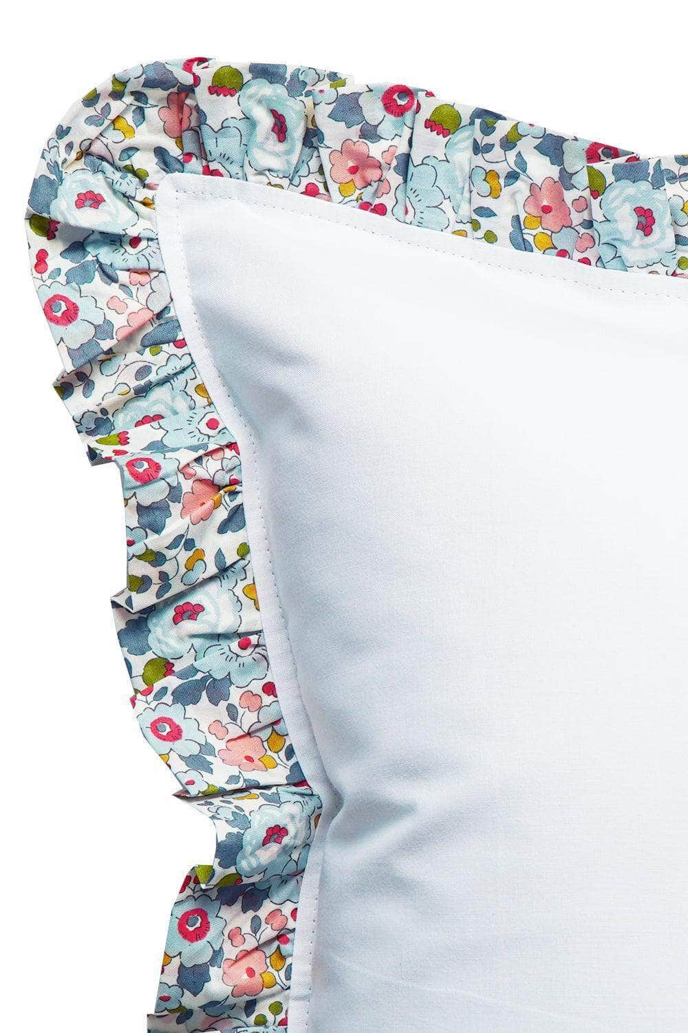 Frill Edge White Pillowcase Made With Liberty Fabric Betsy Grey