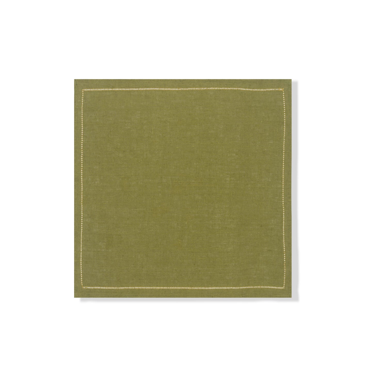 Set of Fern Green Napkins with Ochre Hemstitch