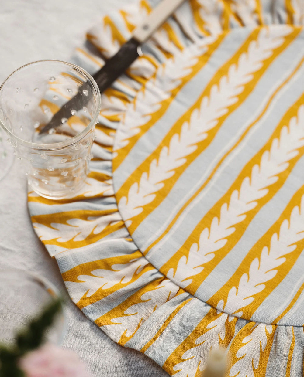 English Oak Reversible Placemat | Ochre + Blue