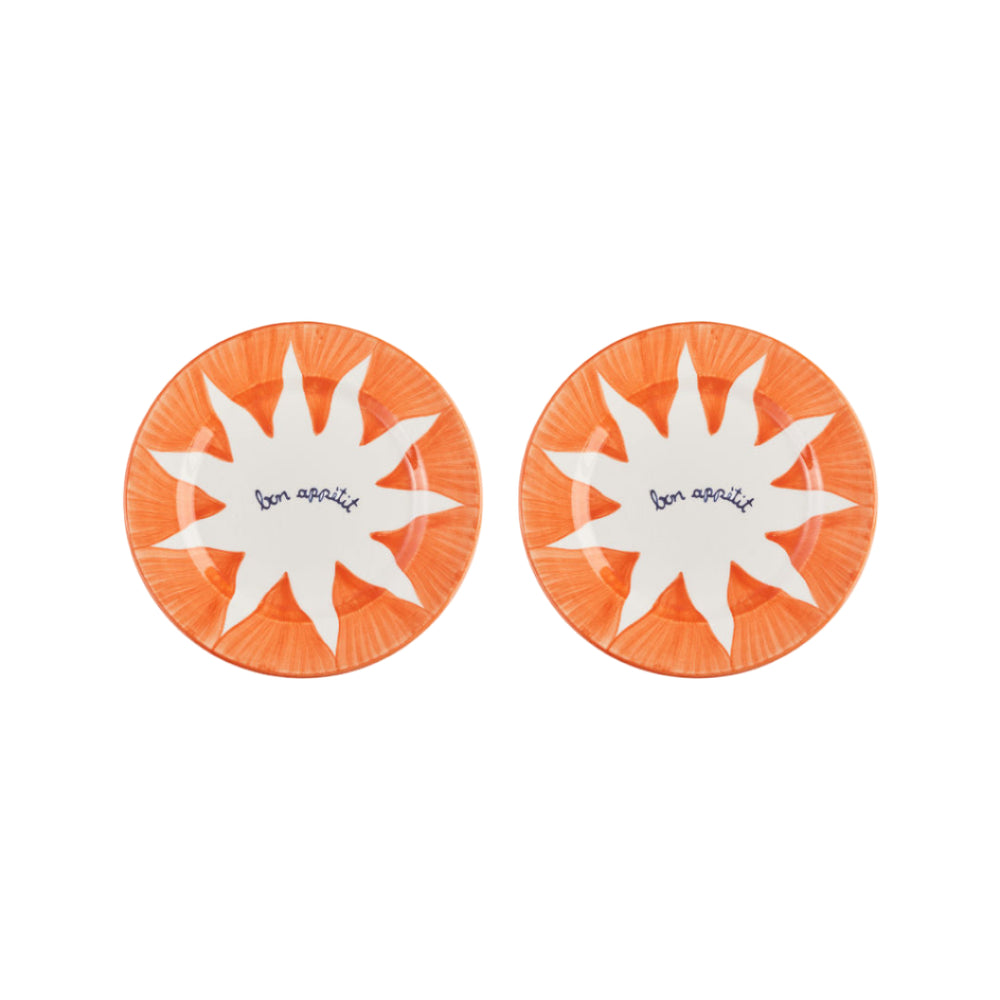 Soleil Orange Dessert Plates Set-Of-Two