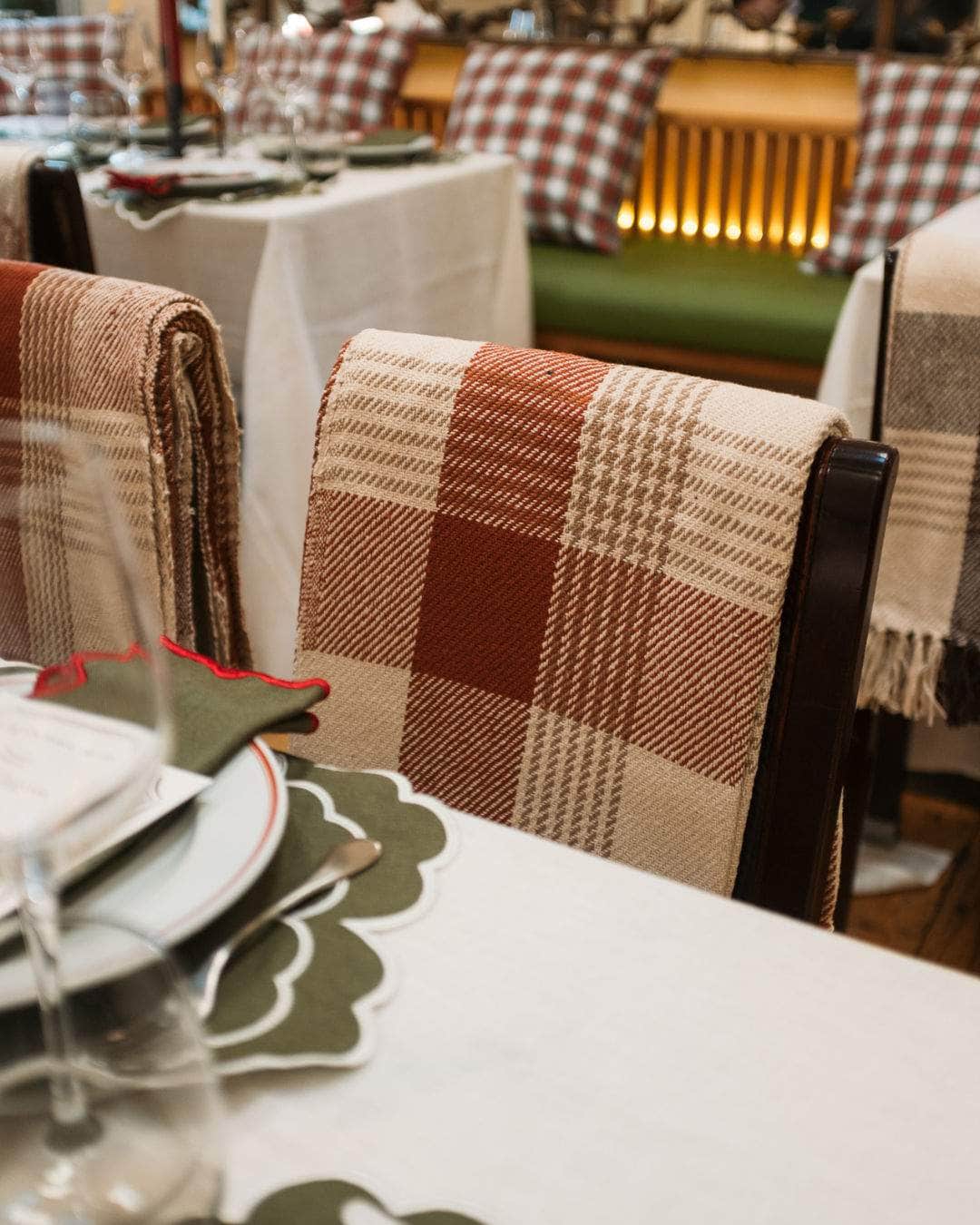 Scottish Throw, Terracotta, Beige and Off-White