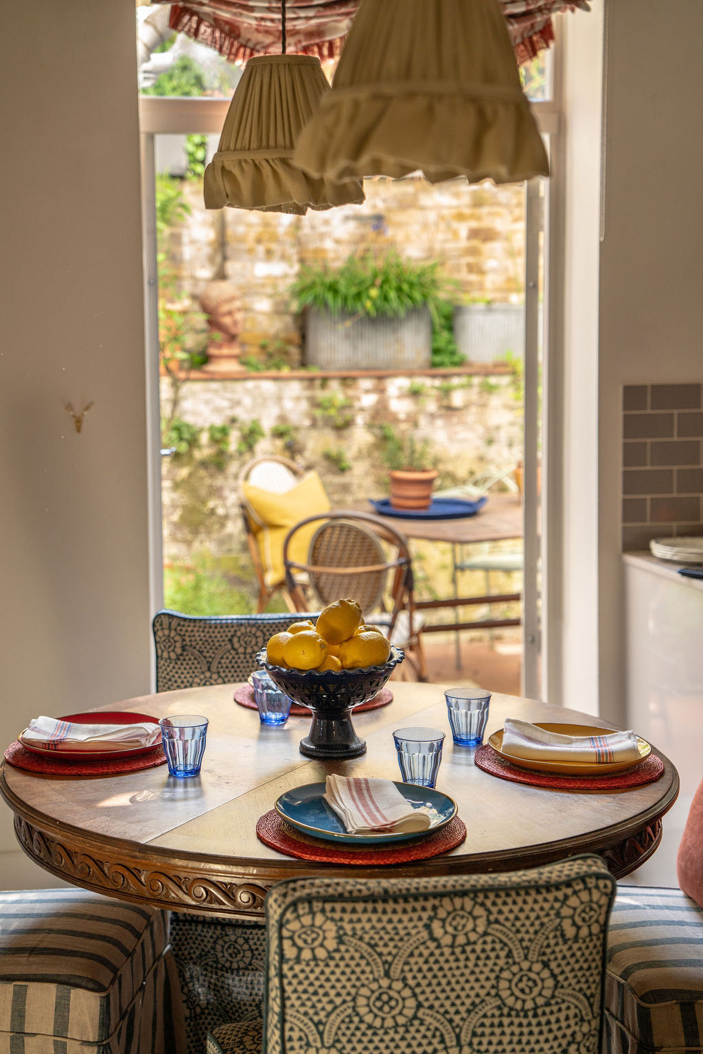 Set of 6 French Red & Blue Border Napkins