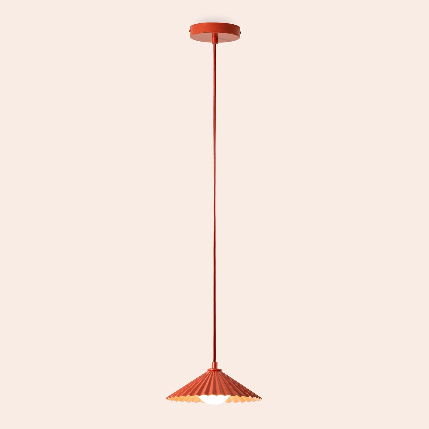Burnt Orange Small Pleat Pendant Ceiling Light