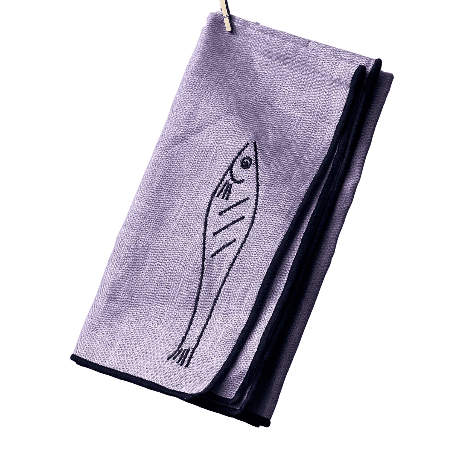 Linen Embroidered Napkins | 'Fish'