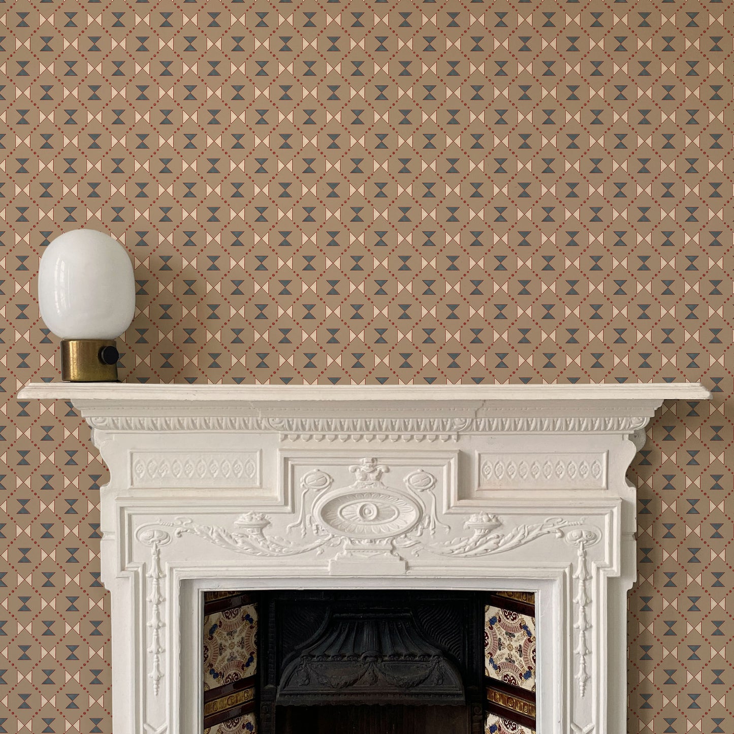 Bow Tie Quilt - Beige and Steel Grey