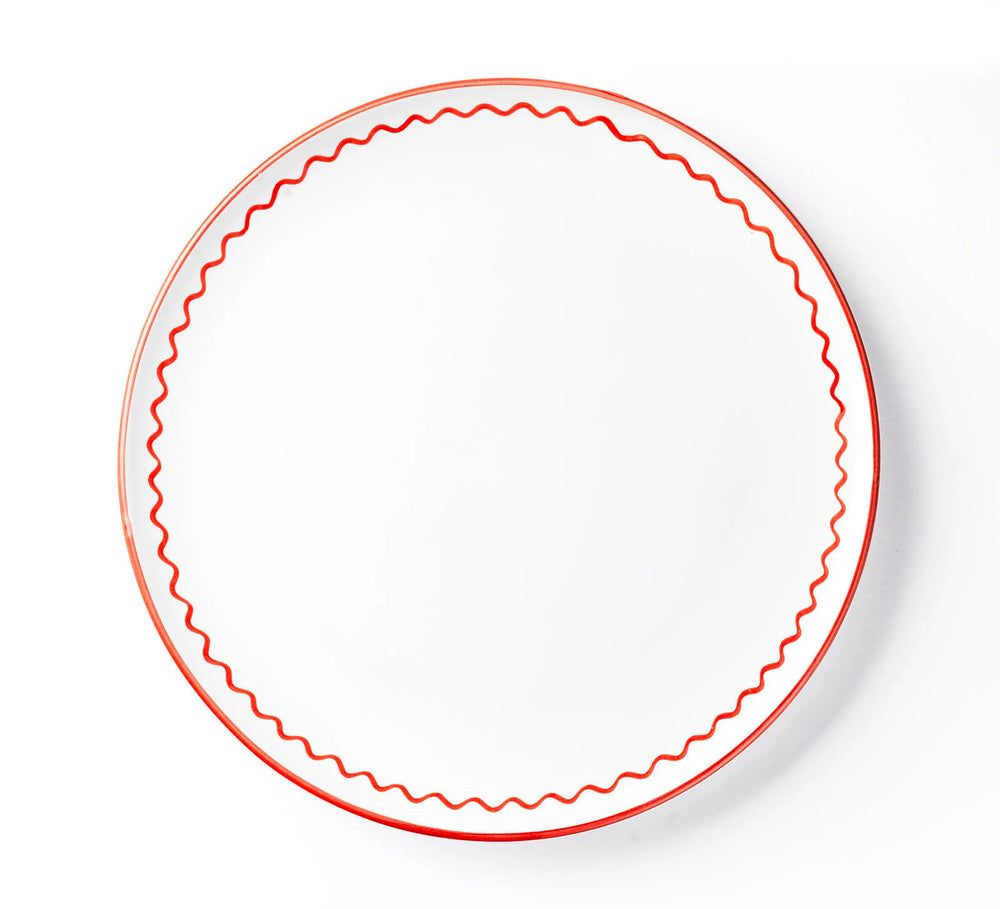 Dinner Plate - Lobster Red Zigzag