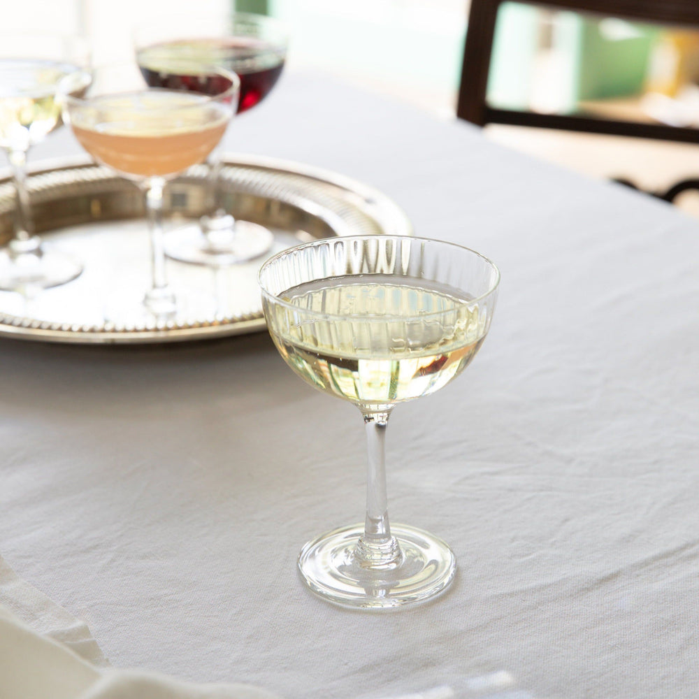 Crystal Champagne Saucers with Ripple Design