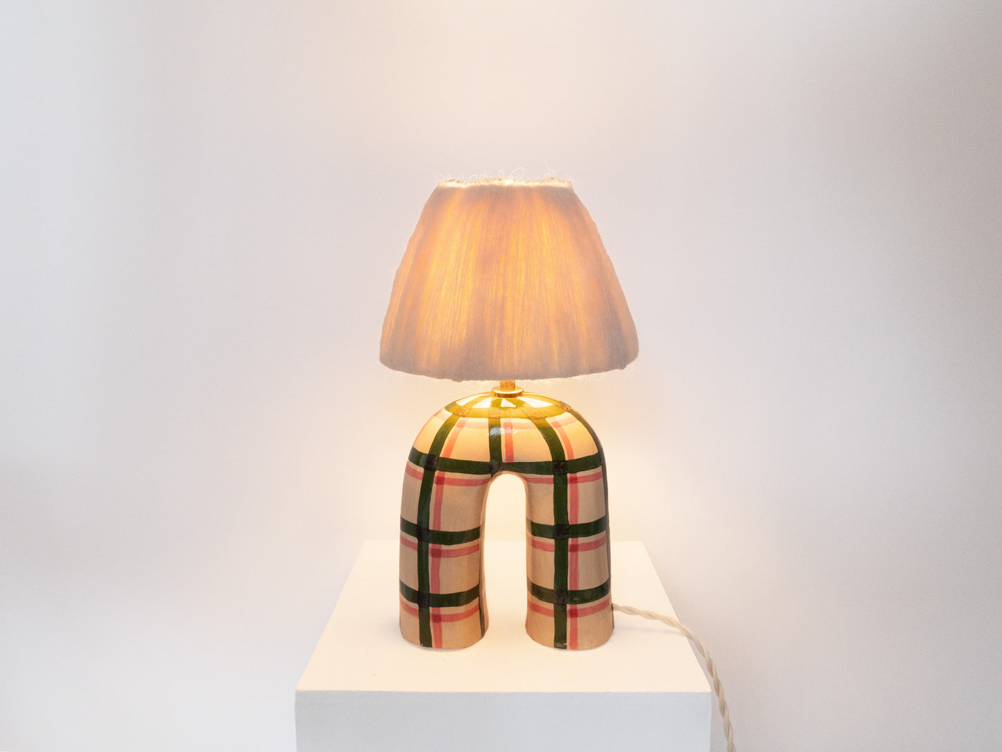 'You' Table Lamp - Green Gingham
