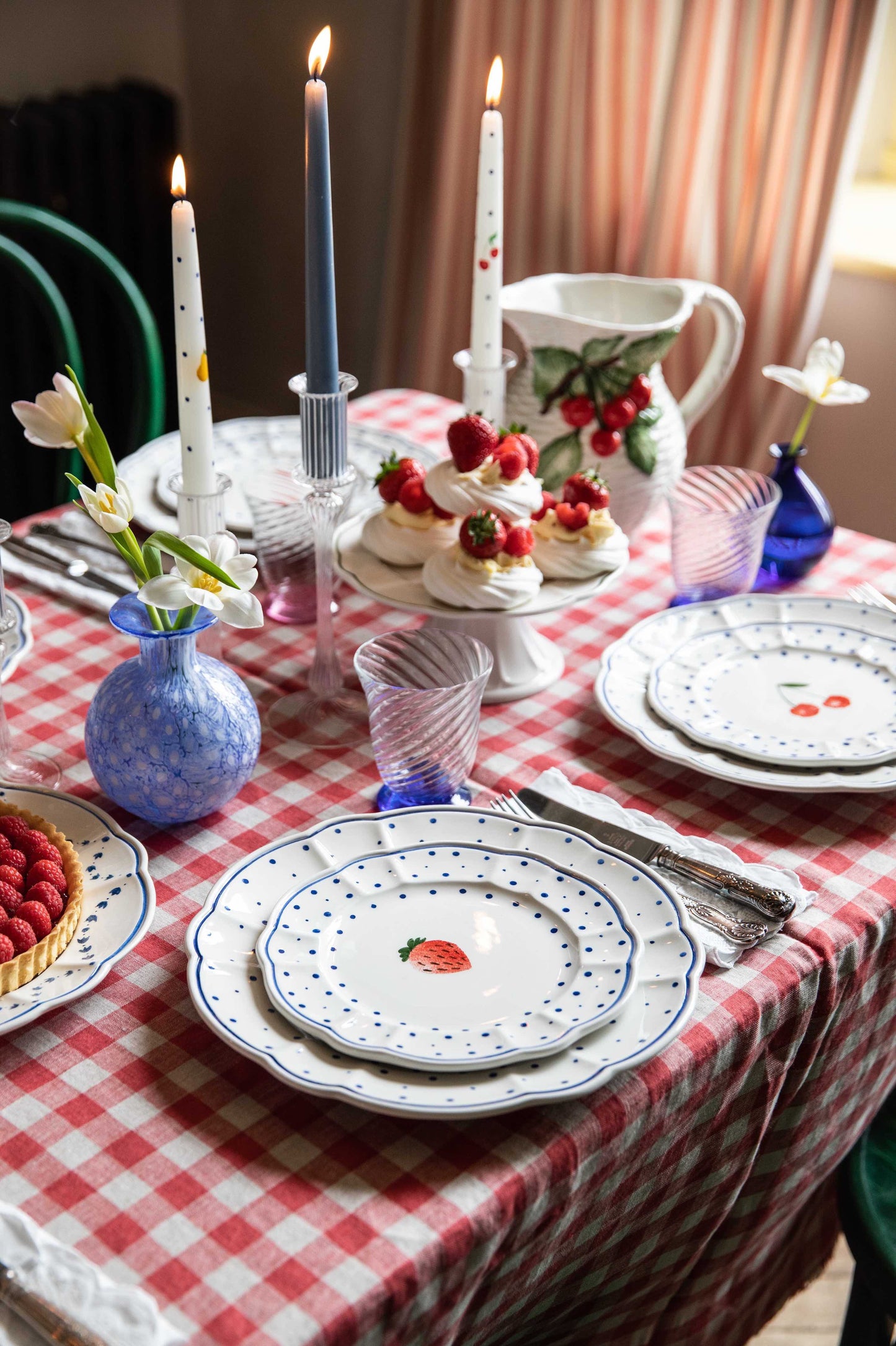 Tutti Frutti Polka Dot Side Plate, Strawberry, Set Of 4
