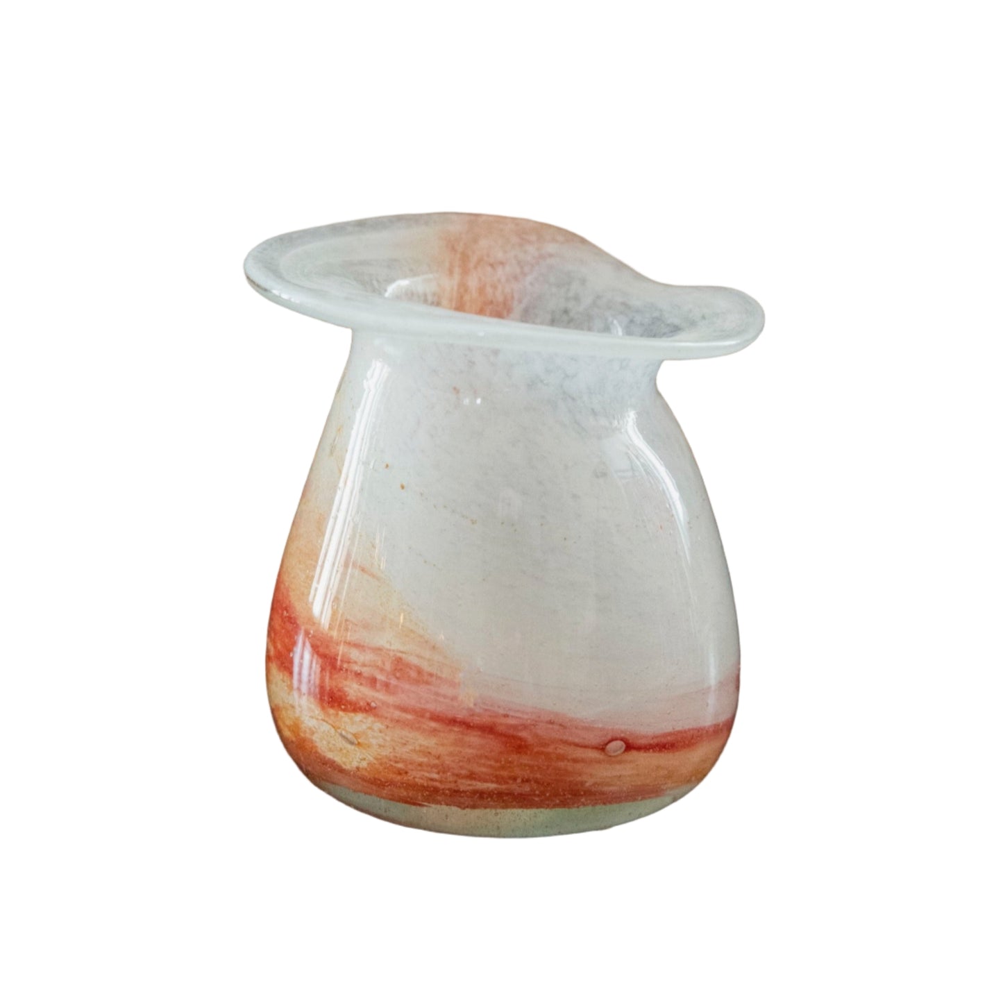 Blown Glass Bloom Vase, White and Amber
