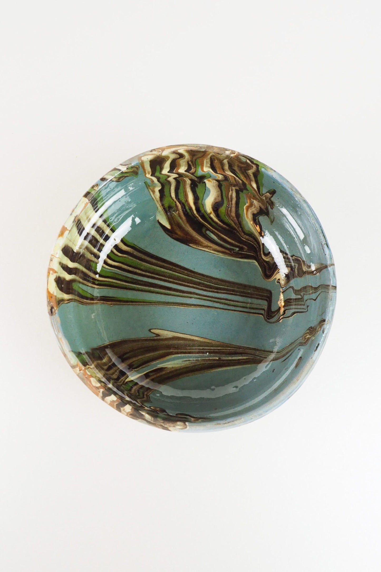 Blue Marbled Large Bowl