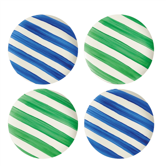 Blue/Green Stripe Plate | Set of 4