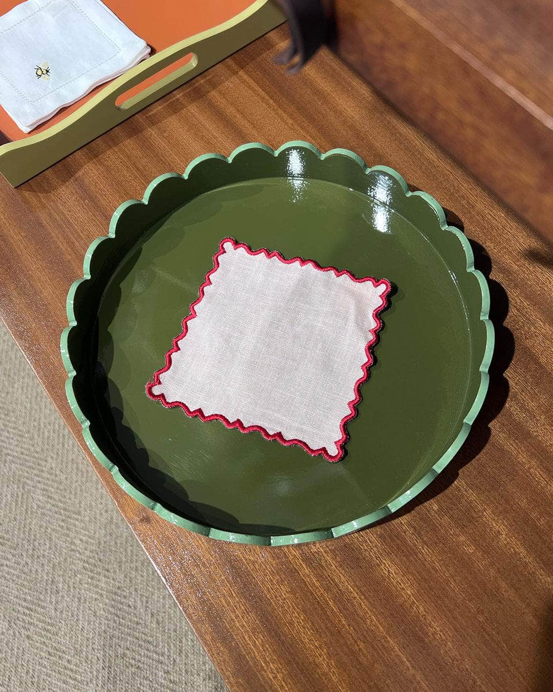 Wavy Cocktail Napkin Baby Pink with Pink