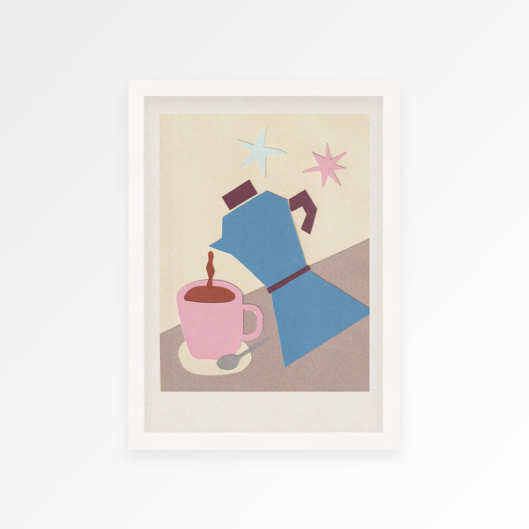 Coffee Pot Hand Collaged Print