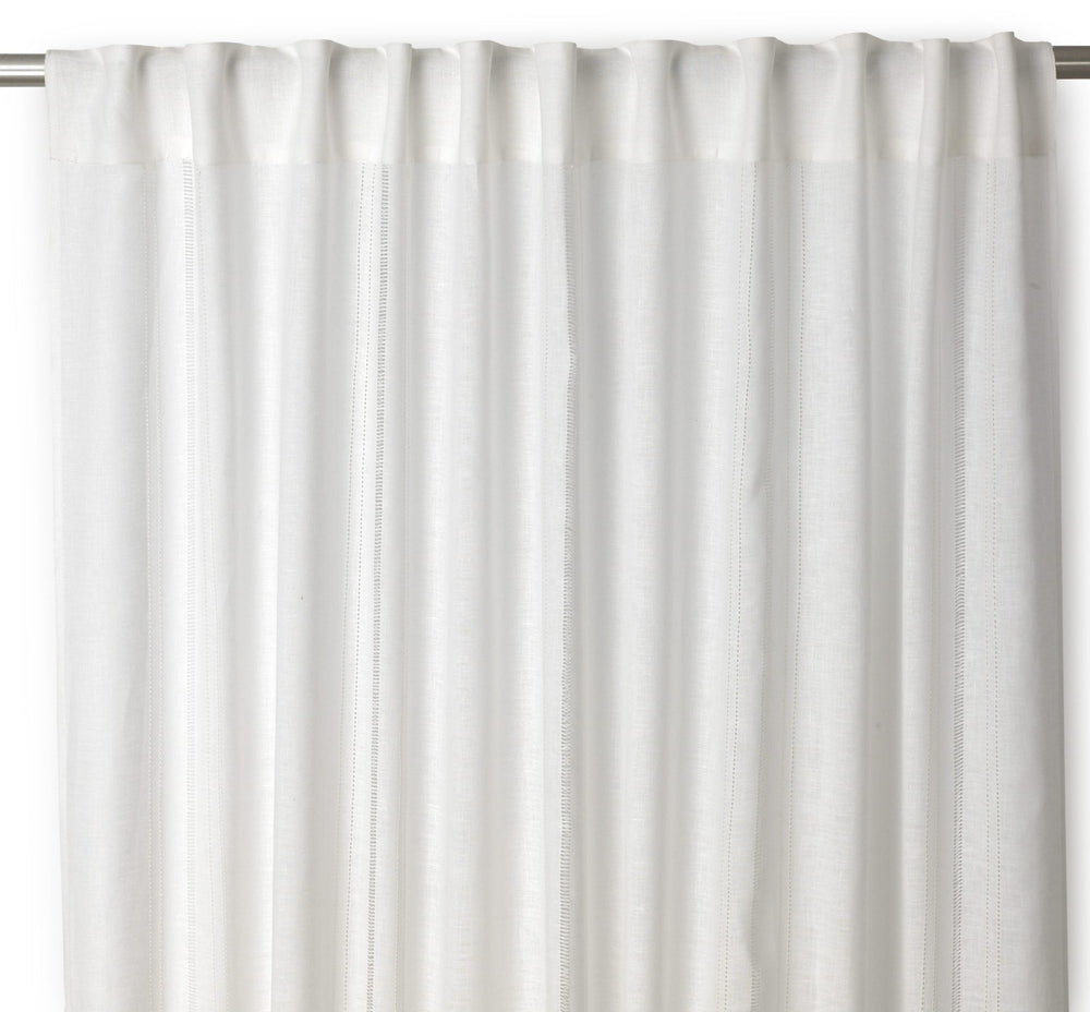 Drawn Thread Curtains - Ladder Stitch Rows - Ivory White