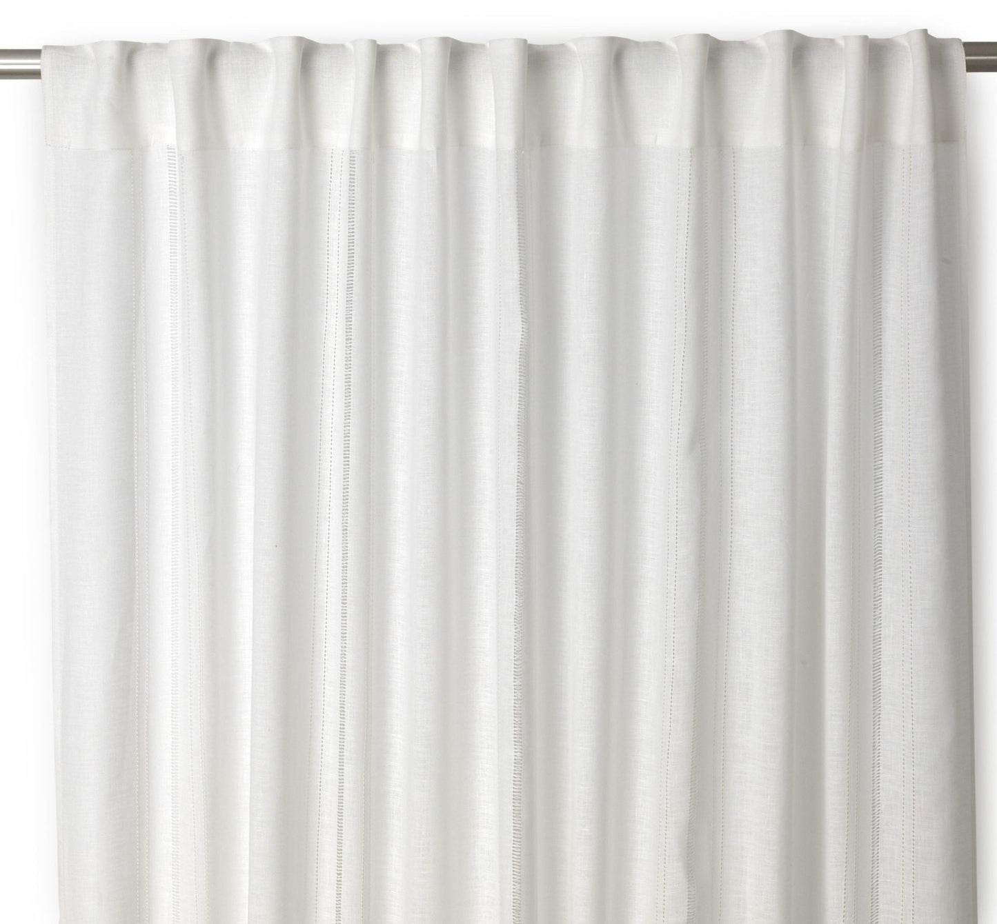 Drawn Thread Curtains - Ladder Stitch Rows - Ivory White