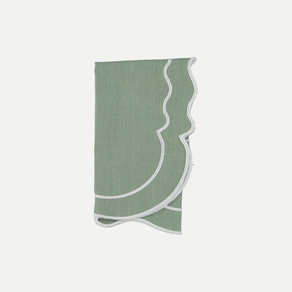 Clou Napkin, Green with White