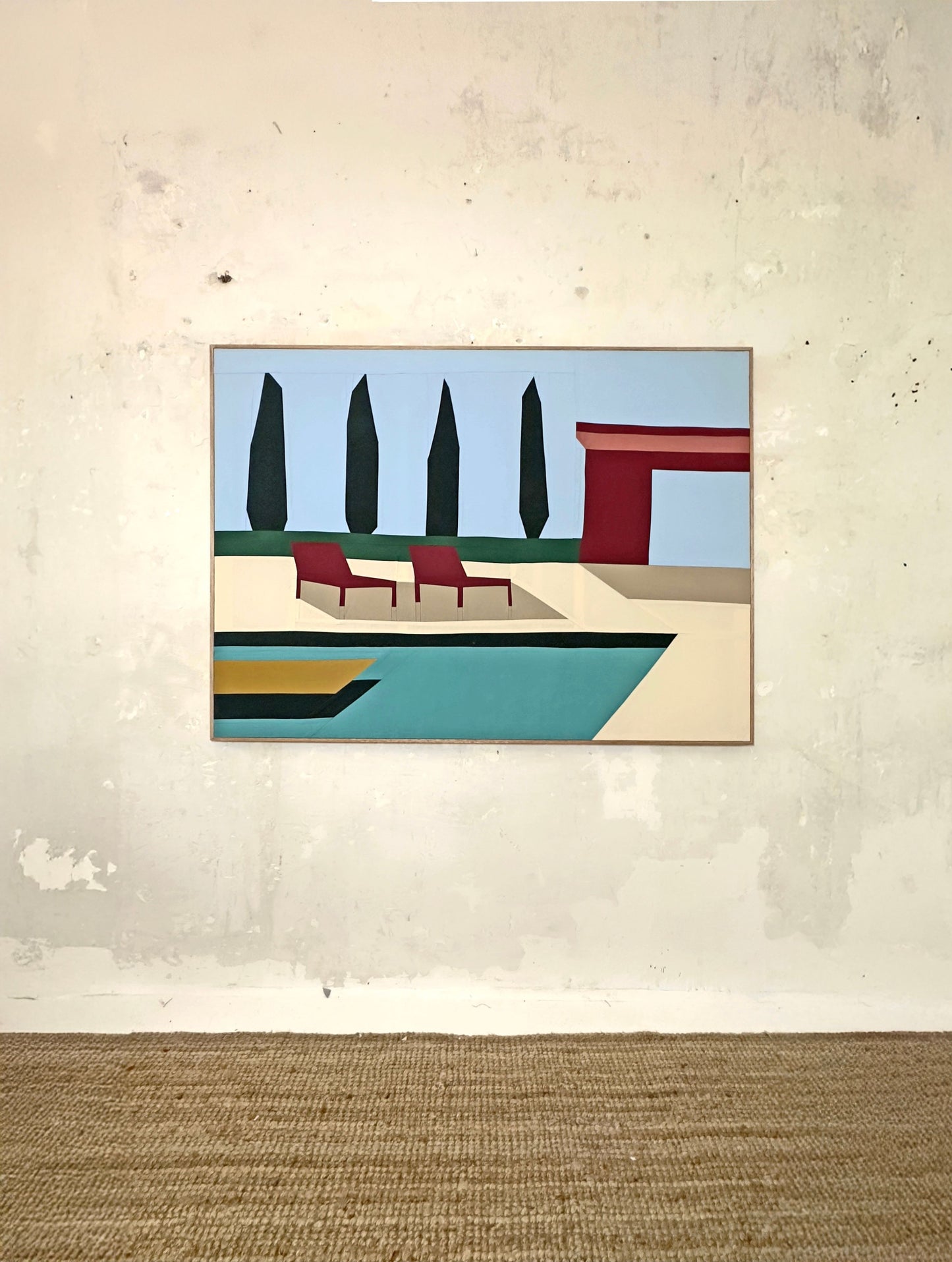 Deckchairs By The Pool Original Quilted Artwork