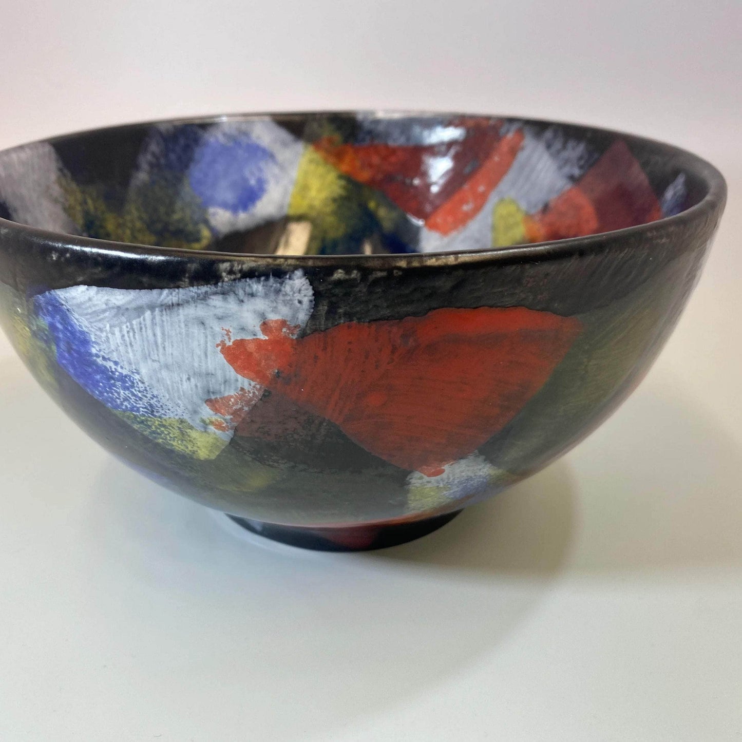 Ceramic Fruit Bowl Abstract Glaze