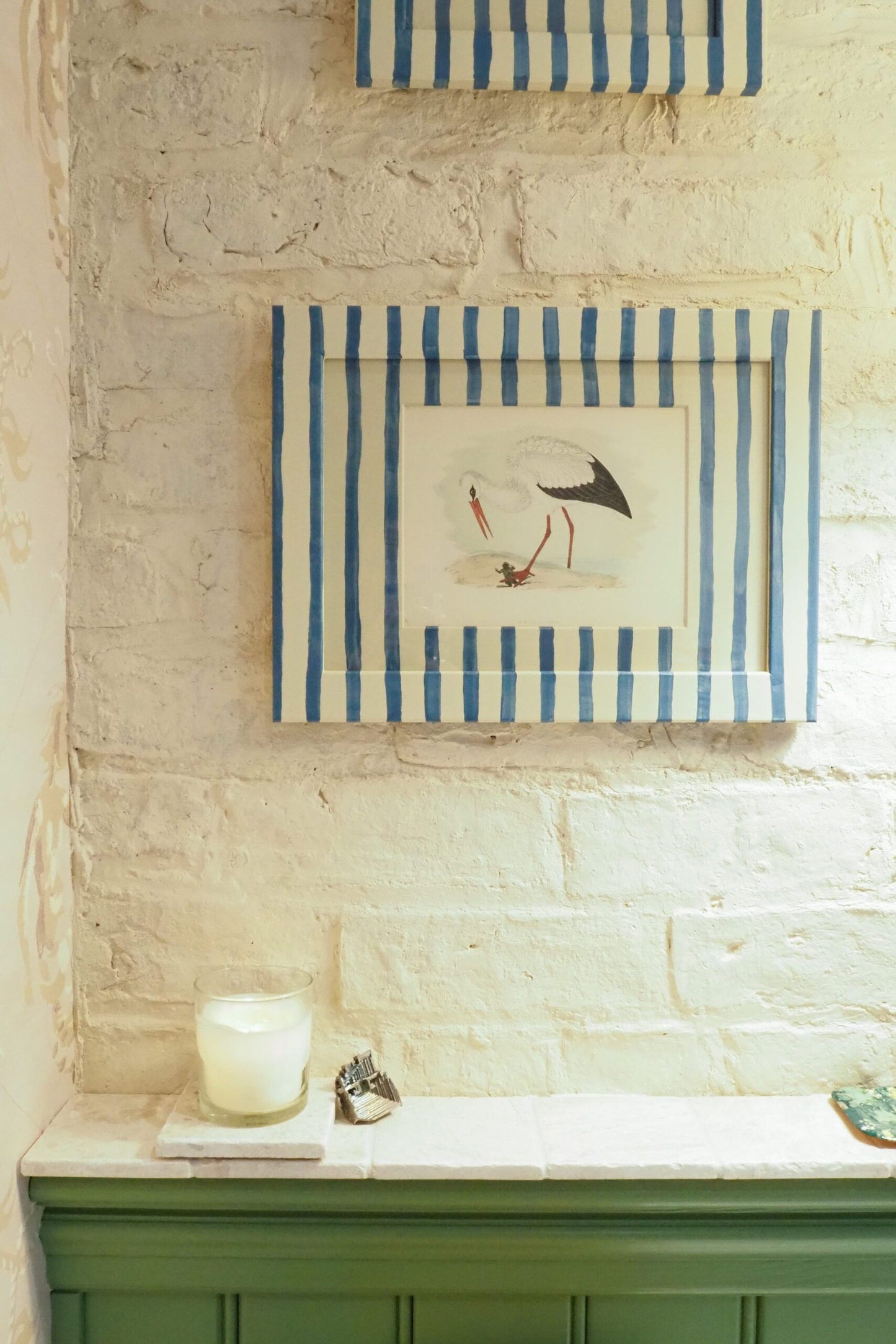 Antique Bird in Hand Painted Frame