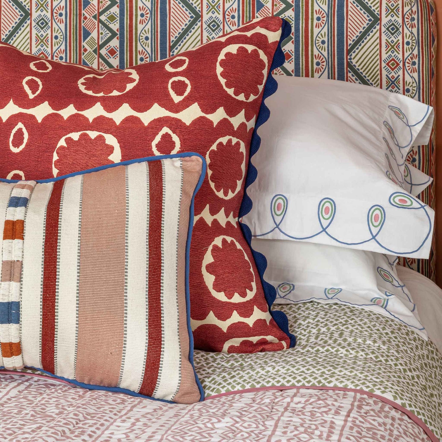 Osborne Red Oversized Square Cushion