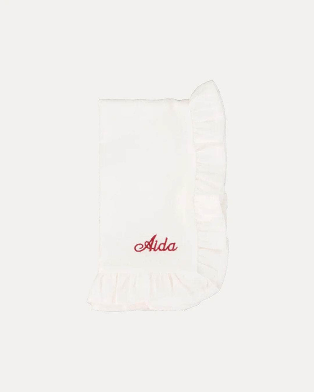Personalised White Ruffle Linen Napkin