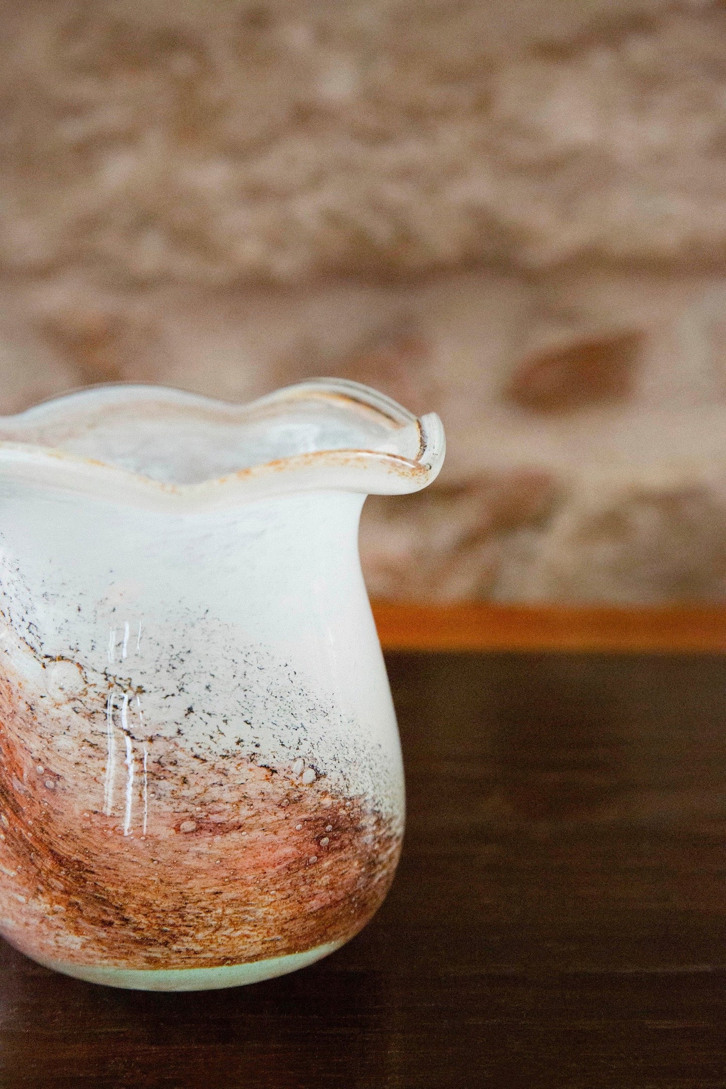 Blown Glass Bloom Vase, White and Amber