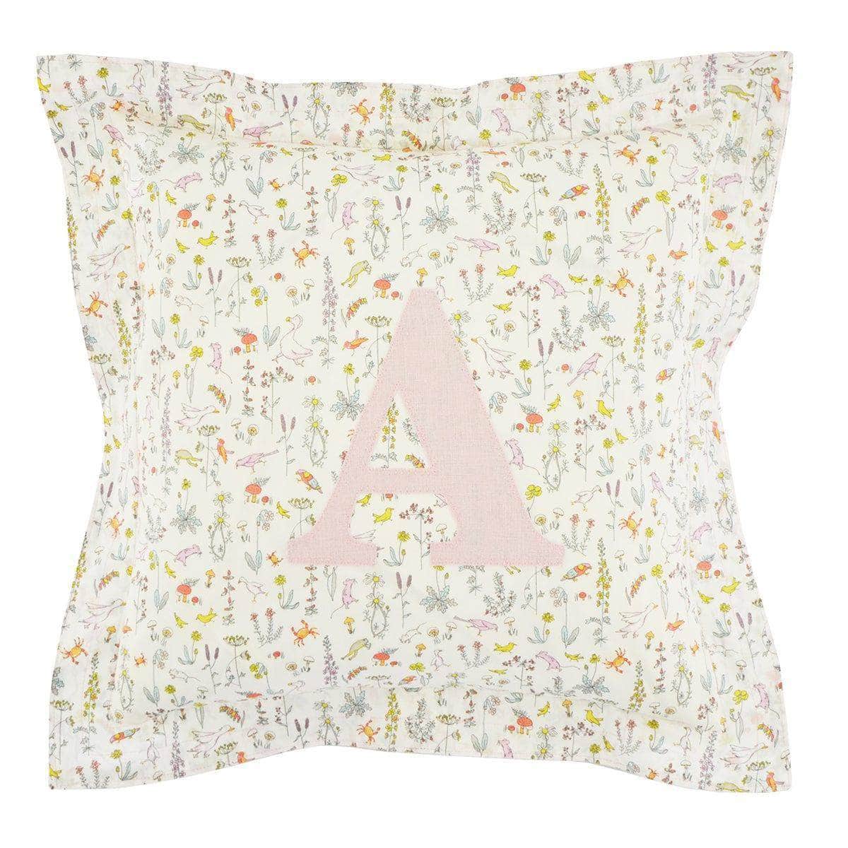 Oxford Edge Personalised Cushion Made With Liberty Fabric Theo Pink