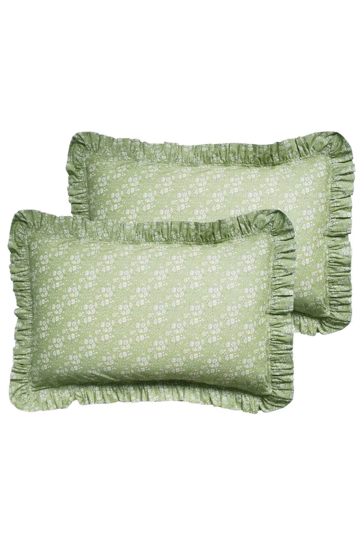 Frill Edge Pillowcase Made With Liberty Fabric Capel Pistachio