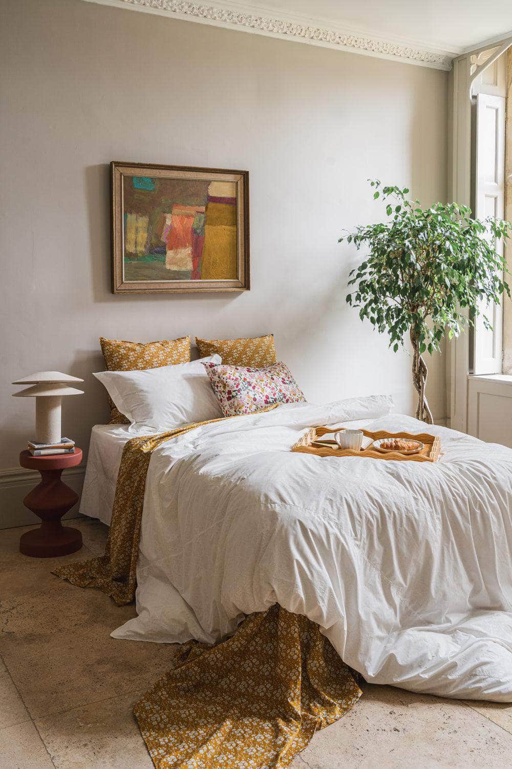 Flat Top Sheet Made With Liberty Fabric Capel Mustard