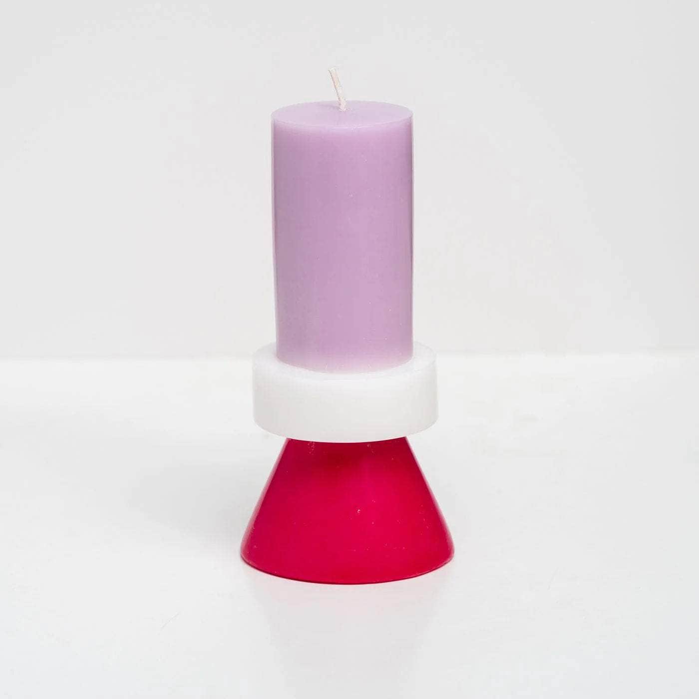 Stack Candle Tall - Violet / White / Geranium