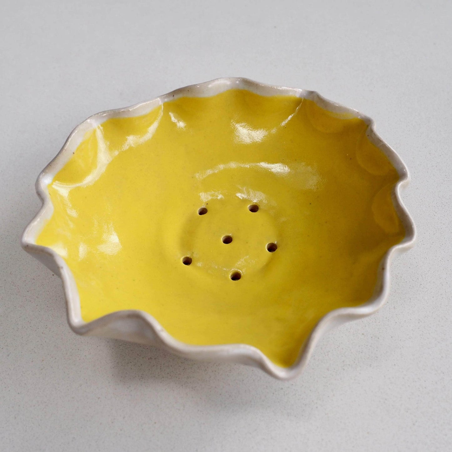 Yellow Handmade Curvy Ceramic Soap Dish