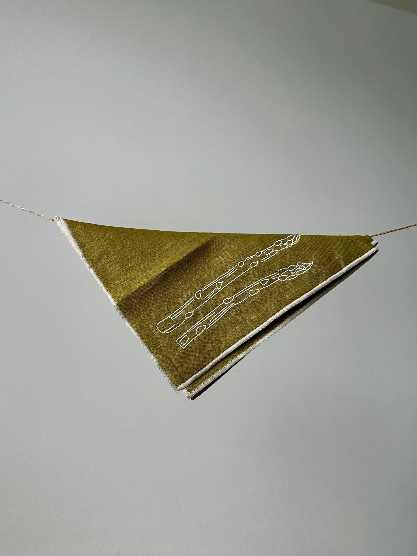 Linen Embroidered Napkins | 'Asparagus'