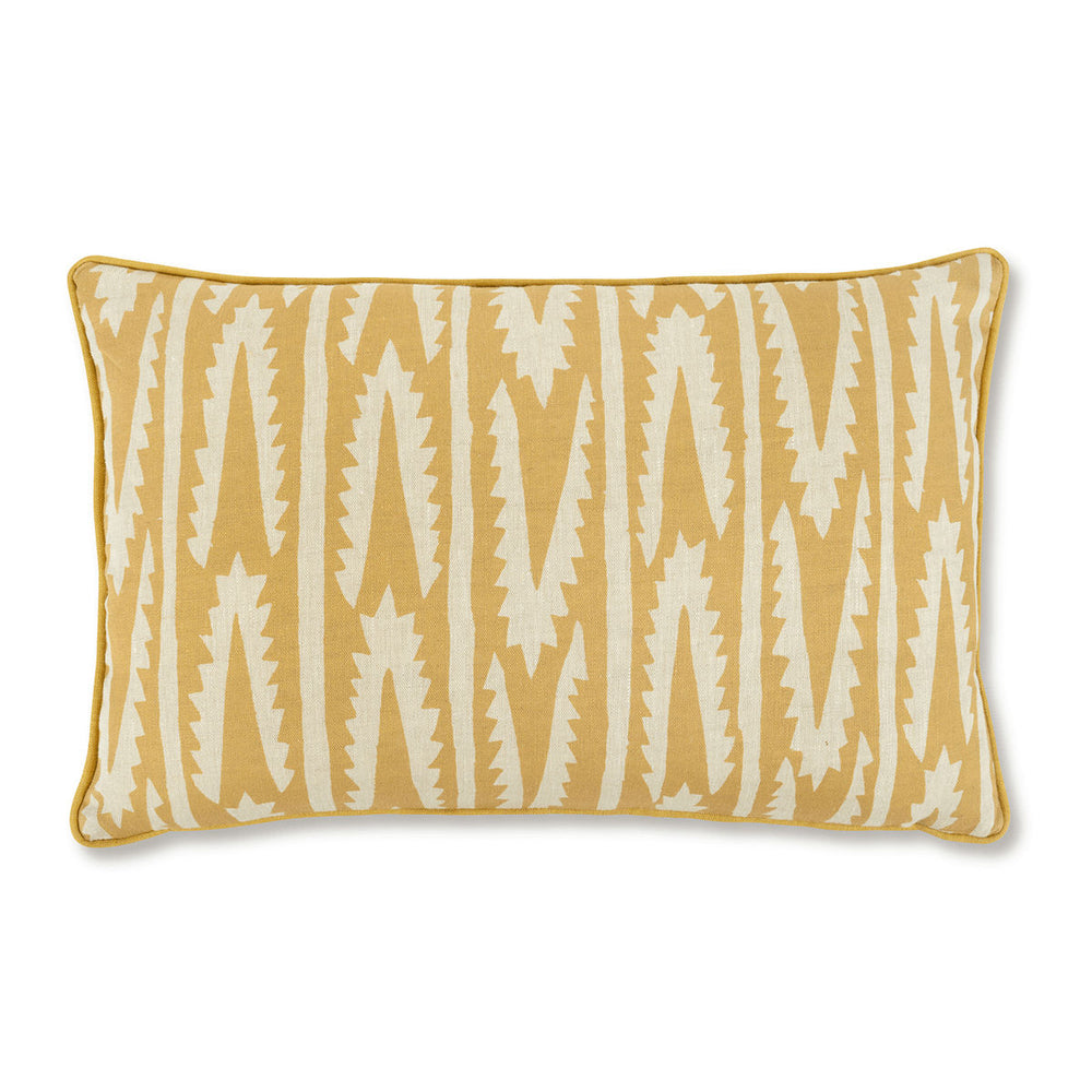 Shashka Print Cushion in Ochre with Venetian Velvet in Ochre
