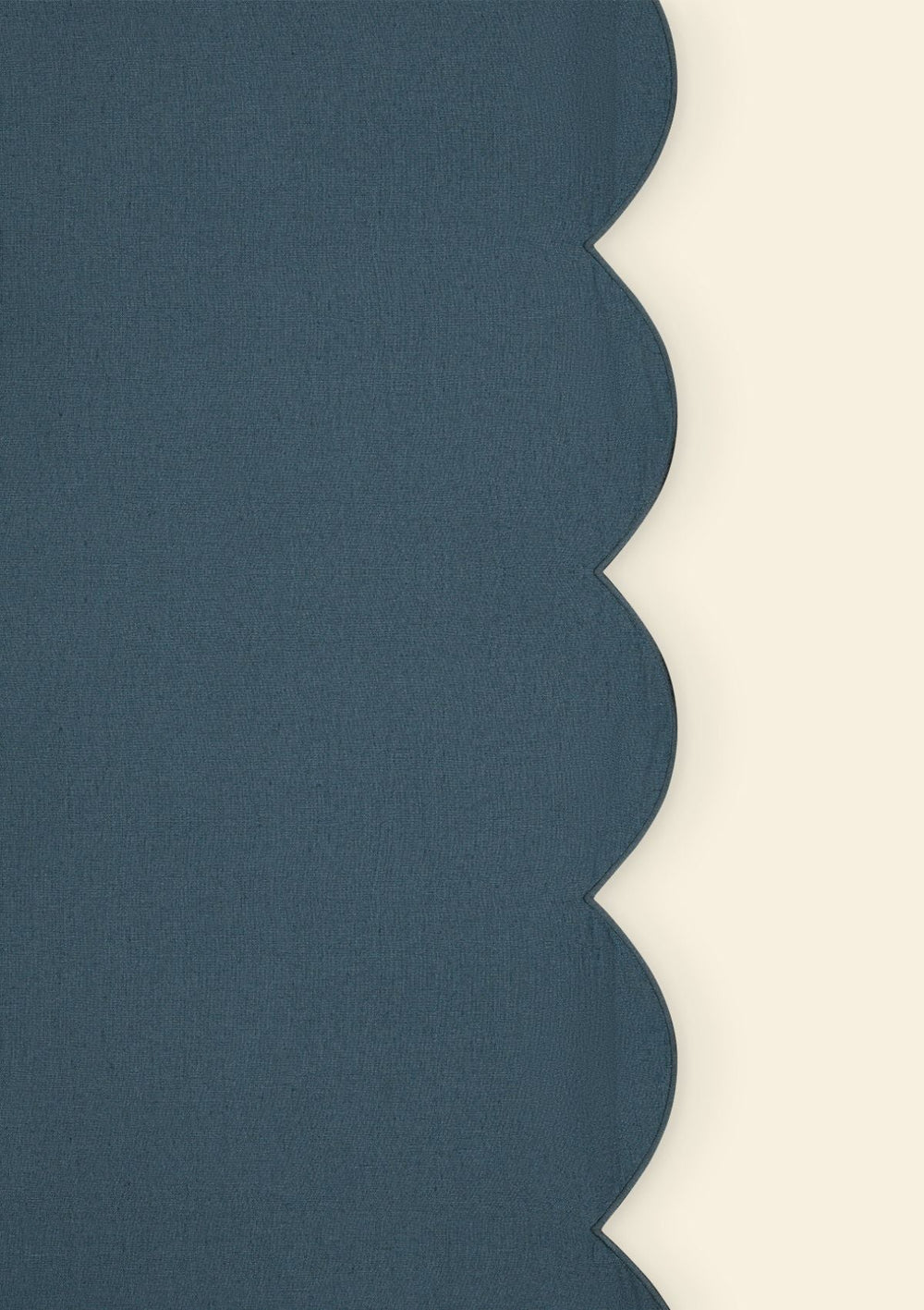 Scalloped Linen Tablecloth In Peacock Blue