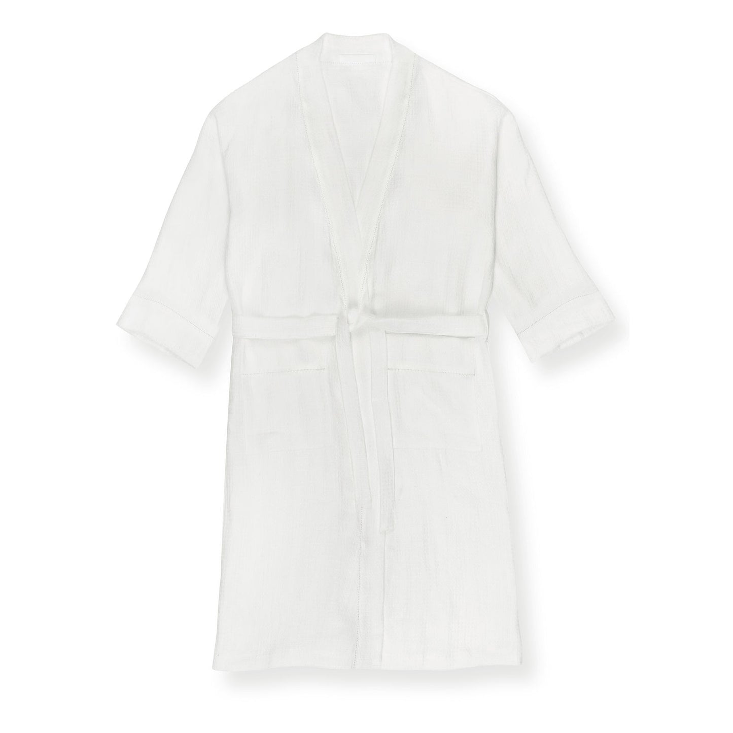Liège Robe in Ivory White Waffle with White Hemstitch