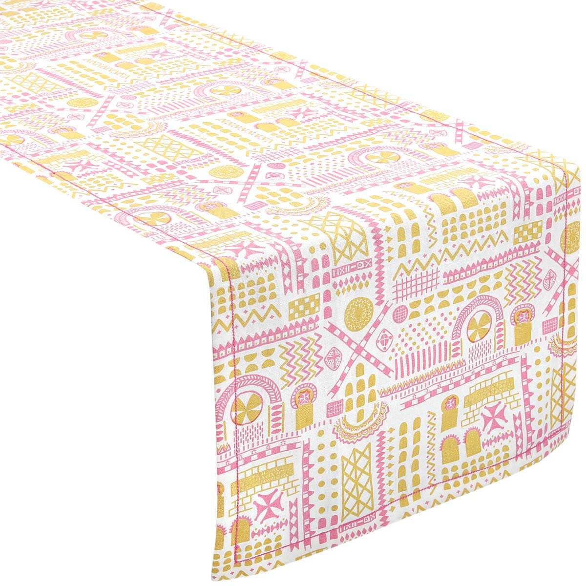 White Stone Symbol Table Runner