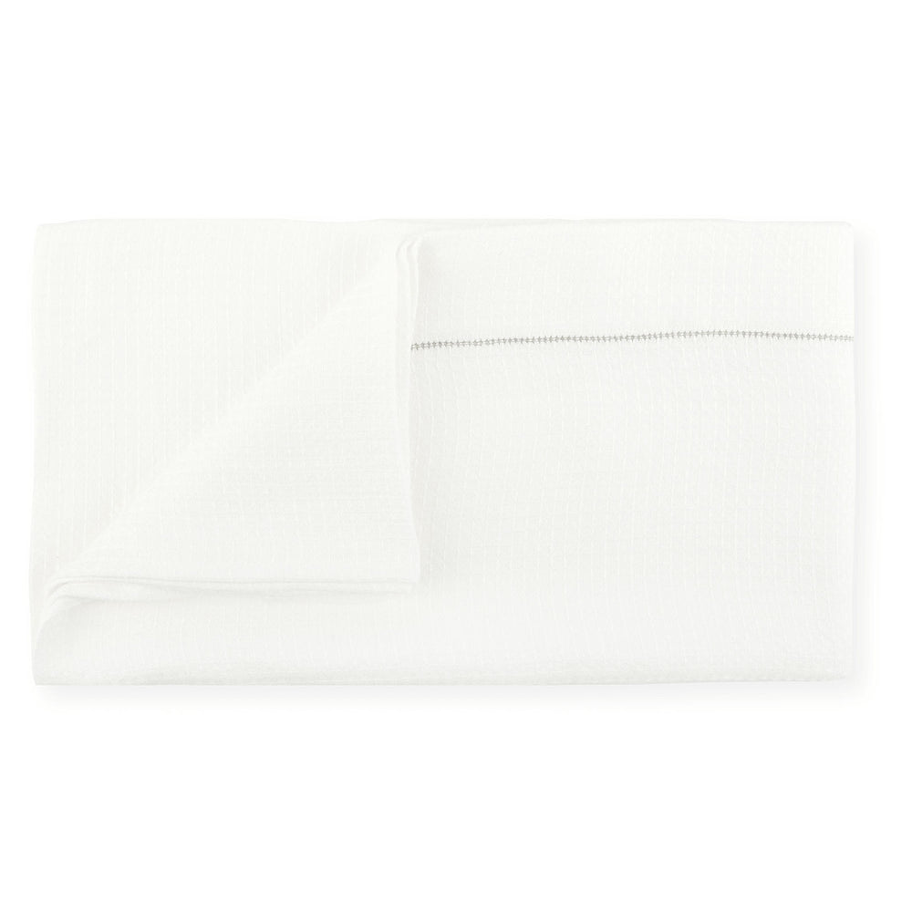 Liège Bath Sheet in Ivory White Waffle with Olive Green Hemstitch