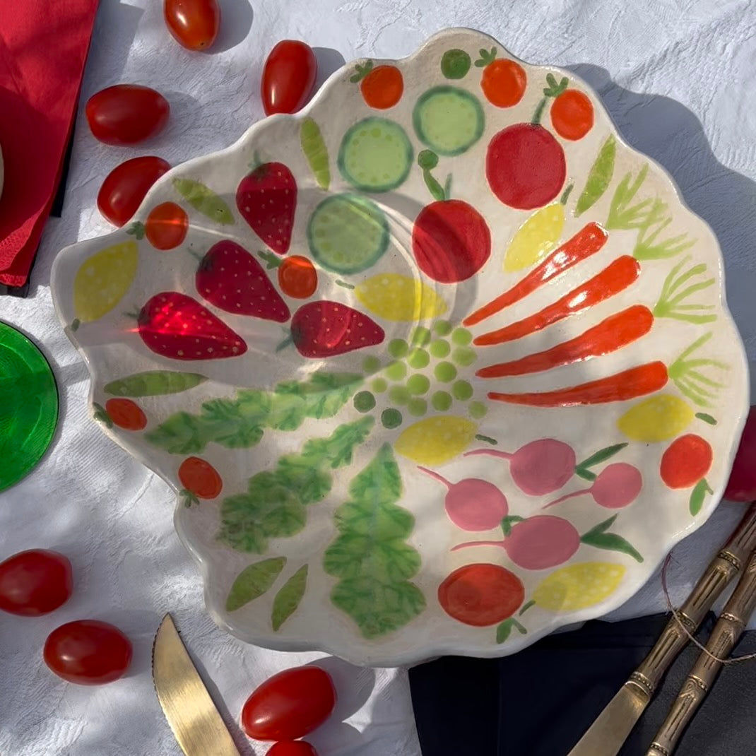 Handmade Fruit and Vegetables Ceramic Serving Bowl