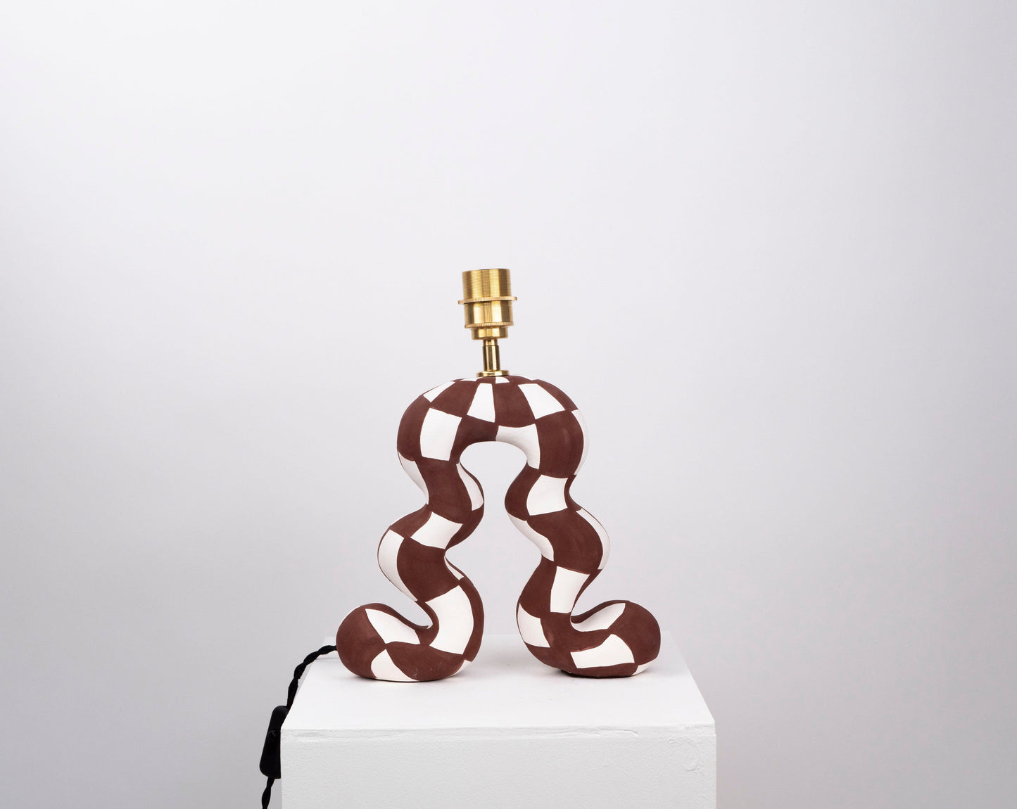 'Wiggle' Table Lamp - Brown & White Checkerboard