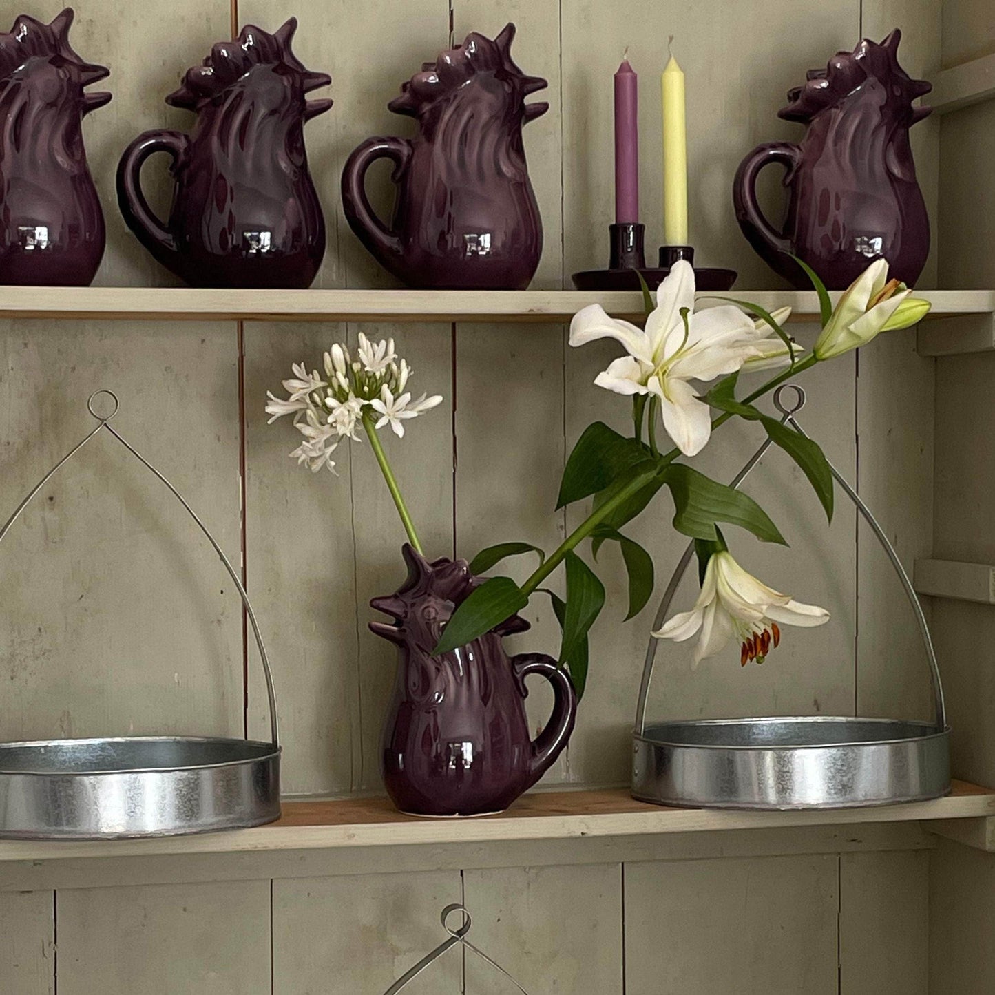 Hand-glazed Terracotta Rooster Jug