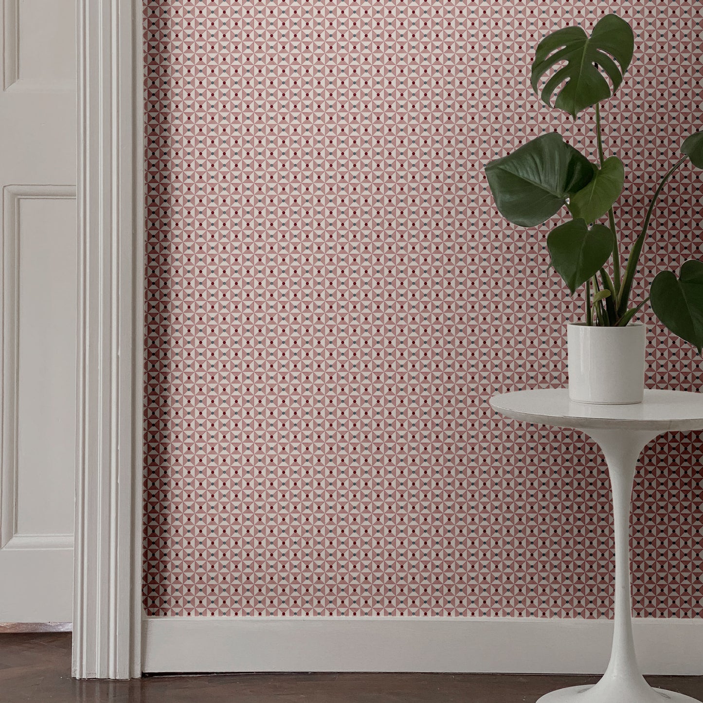Broken Dishes Wallpaper - Mulberry Pink