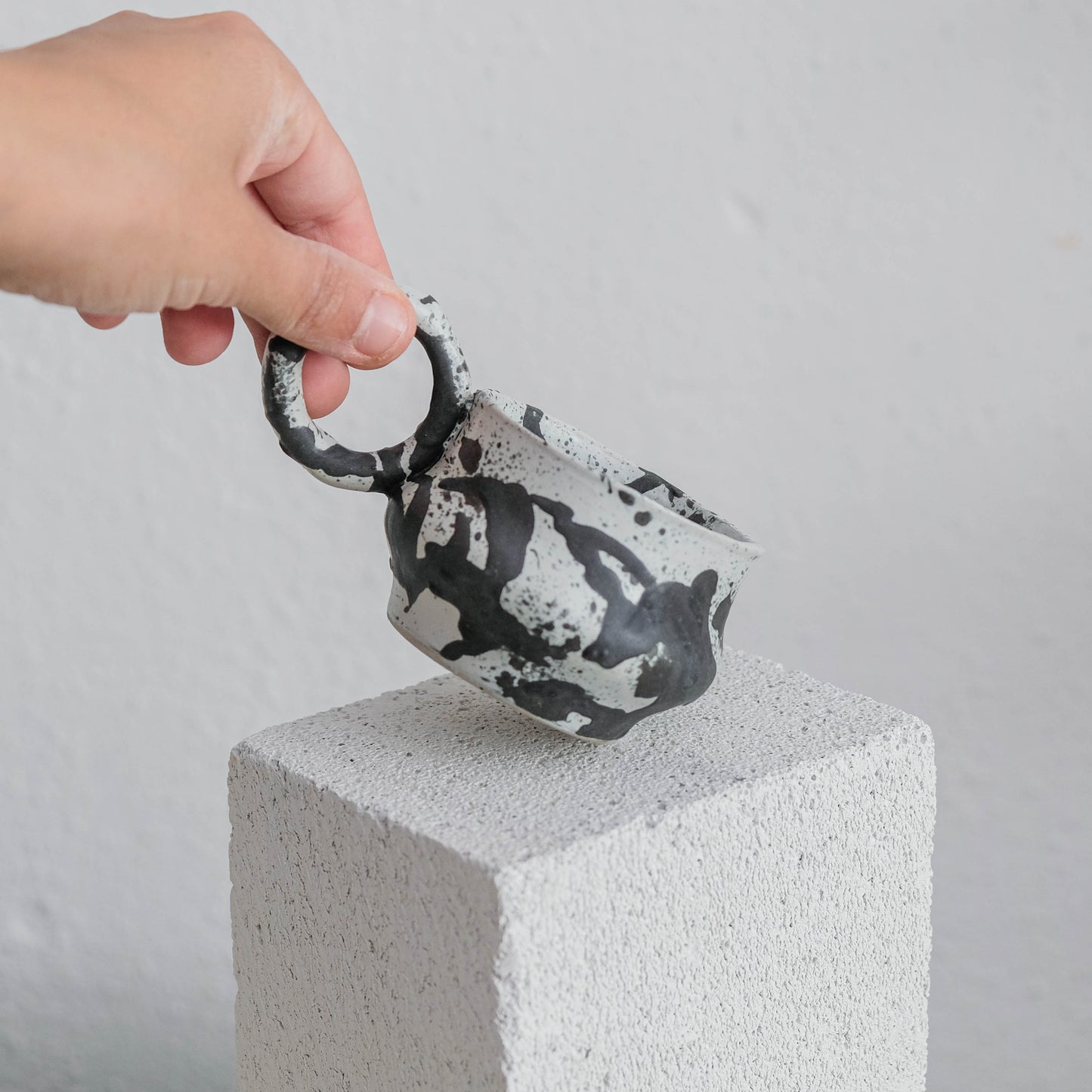 Dalmata S - Porcelain Macchiato Cup - Brush Strokes Black - Set of 2