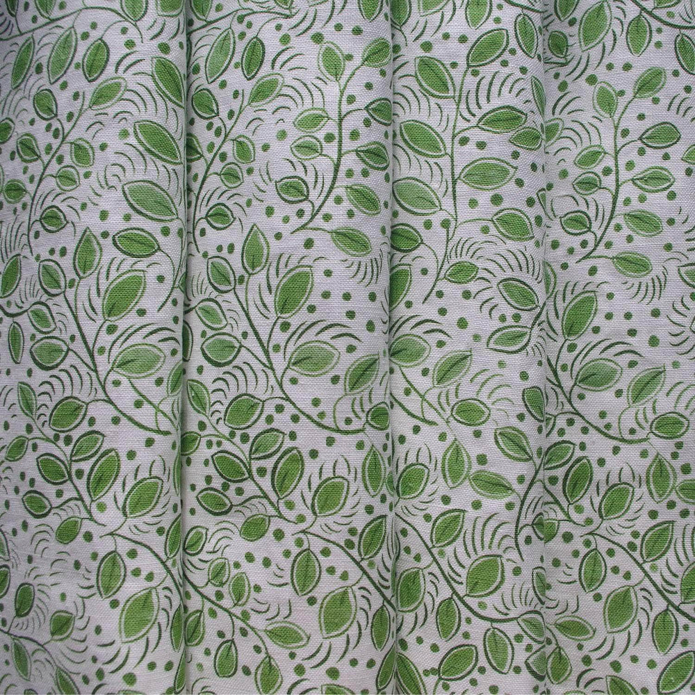 Printed Little Leaves Fabric - Green