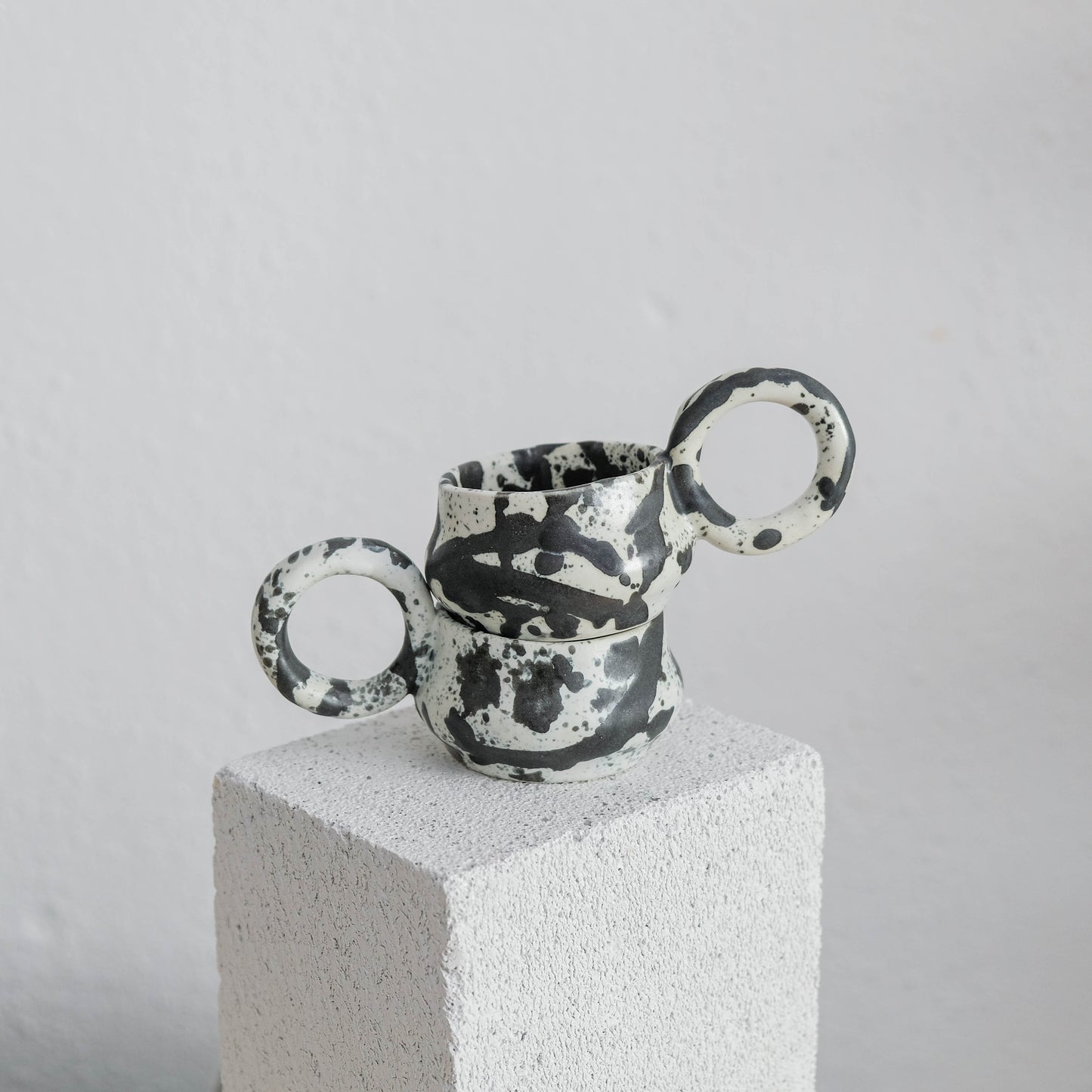 Dalmata XS - Porcelain Espresso Cup - Brush Strokes Black - Set of 2