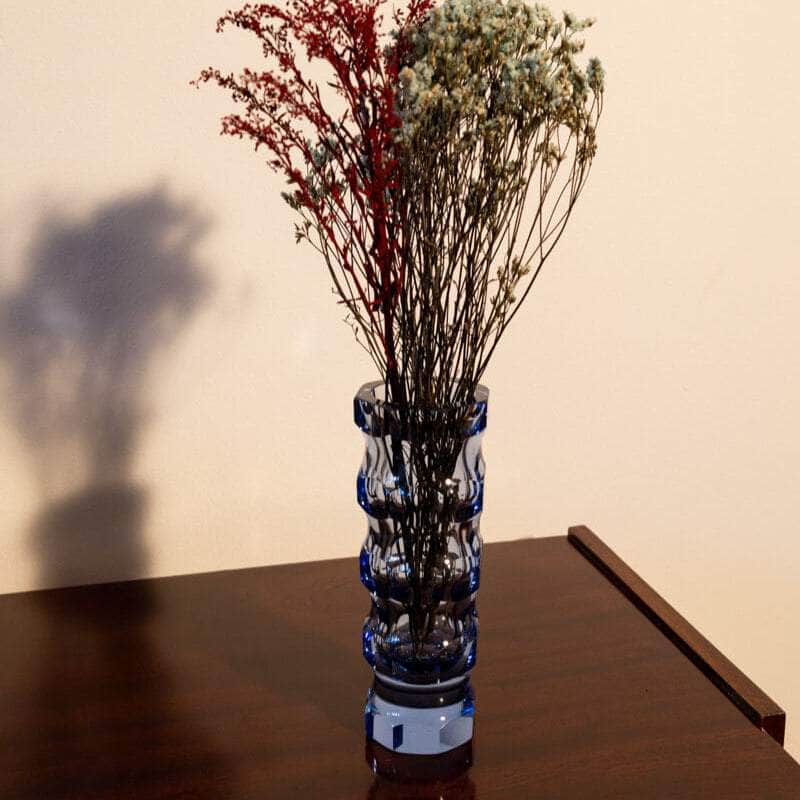 Vintage Faceted Crystal Vase, Oldrich Lipsky for VEB Glaswerke