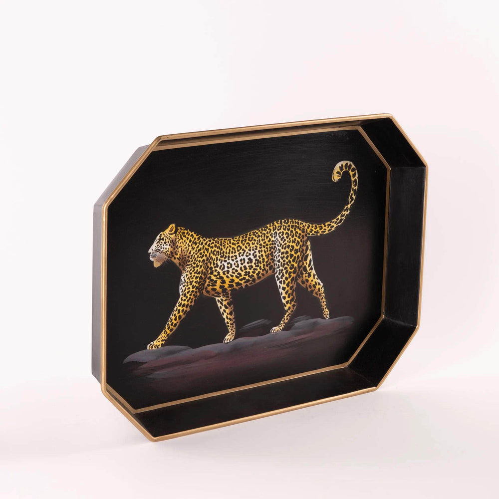 Fauna Hand-Painted Iron Tray - Leopard
