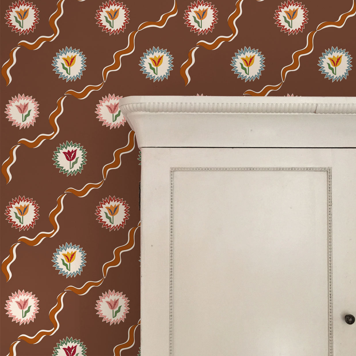 Tulips of Belgravia Wallpaper - Brown