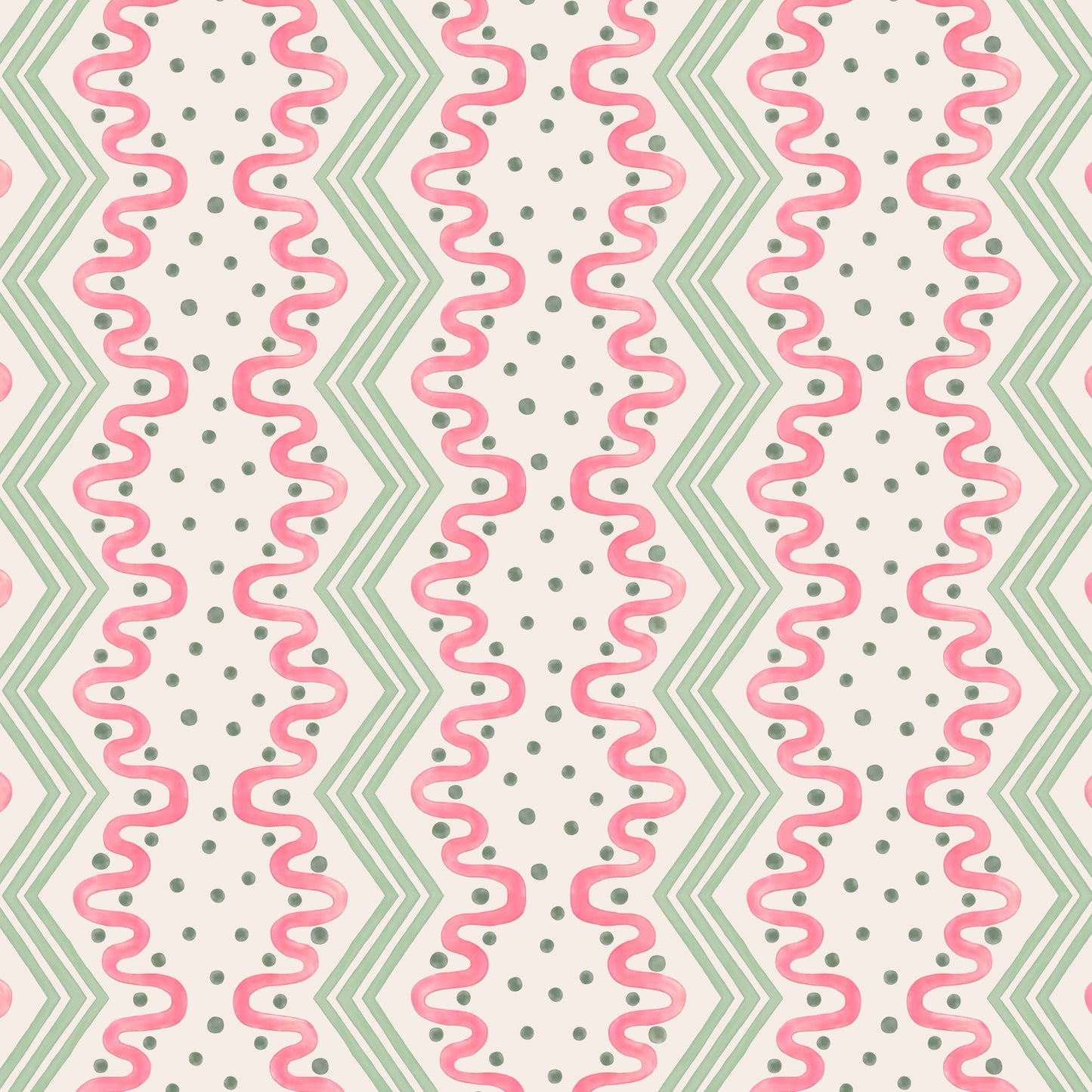 Madame Ziggle Wallpaper - Pink and Green